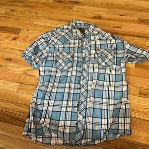 Xl bke blue and white short sleeve button up